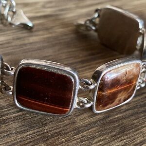 Large Tiger’s eye link bracelet 7” reversible!!